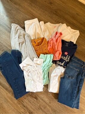 Kids Tee, Top, and bottom mix in White, Navy, Coral, Mint & Mustard